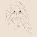 Vector hand drawn illustration of a smiling attractive well-groomed mature woman