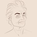Vector hand drawn illustration of a smiling attractive well-groomed mature woman
