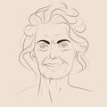 Vector hand drawn illustration of a smiling attractive well-groomed mature woman