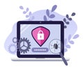 Vector hand drawn illustration on the theme of antivirus for computers and data protection Royalty Free Stock Photo