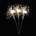 Vector hand drawn illustration of three sparklers, happy new year, color illustration Royalty Free Stock Photo