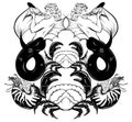 Vector hand drawn illustration of triton , mollusk Nautilus, crab Royalty Free Stock Photo