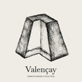 Vector hand drawn illustration of Valencay cheese.