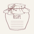 Hand drawn jam jar recipe template Royalty Free Stock Photo