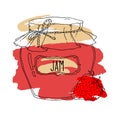 Hand drawn strawberry jam jar Royalty Free Stock Photo