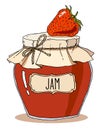 Hand drawn strawberry jam jar Royalty Free Stock Photo