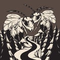 Vector hand drawn illustration of wasps in forest . Creative artwork.