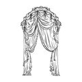 Vector hand drawn illustration of window curtain Royalty Free Stock Photo