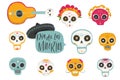 Vector hand drawn illustrations of Mexican holiday Day of the Dead