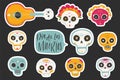 Vector hand drawn illustrations of Mexican holiday `Day of the Dead` Royalty Free Stock Photo