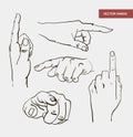 Vector hand drawn image hands Royalty Free Stock Photo