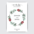 Vector hand drawn invitation for the wedding. Card protea flowers. Royalty Free Stock Photo