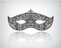 Vector hand drawn lace mask, masquerade logo, icon.