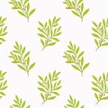 Vector hand drawn leaves seamless pattern. Abstract trendy floral background. Repeatable texture. Royalty Free Stock Photo