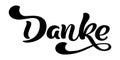 Vector hand drawn lettering Danke. Elegant modern handwritten calligraphy with thankful quote. Thank you Deutsch Ink