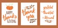 Vector hand drawn lettering elements Happy Thanksgiving Day print Set text word thanks Royalty Free Stock Photo