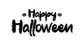 Vector Hand drawn lettering of Happy Halloween with pumpkins on white background Royalty Free Stock Photo