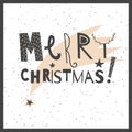 Vector hand drawn lettering sign Merry Christmas