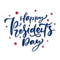 Vector Hand drawn lettering text Happy Presidents Day for holiday in USA. Calligraphic design for print greetings card Royalty Free Stock Photo