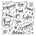 Vector hand drawn lettering words stickers set Royalty Free Stock Photo