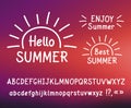 Vector hand-drawn letters. Hallo summer