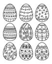 vector hand drawn line illustration, set of easter eggs Royalty Free Stock Photo