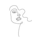 Vector hand drawn linear art, woman face, continuous line, fashion concept, feminine beauty minimalist. Print