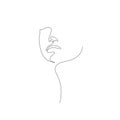 Vector hand drawn linear art, woman face, continuous line, fashion concept, feminine beauty minimalist. Print