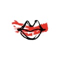 Vector hand drawn lips symbol, logo element template Royalty Free Stock Photo