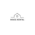 Vector hand drawn logo template with a house silhouette. Property rental theme.