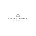 Vector hand drawn logo template with a minimal house silhouette. Property rental theme.