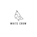 Vector hand drawn logo template with white crow, symbol of extraordinary personality.