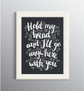 Vector hand drawn love quote, brushpen lettering with swirls floral decoration. Valentine card