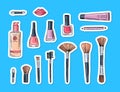 Vector hand drawn makeup elements stickers Royalty Free Stock Photo