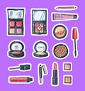 Vector hand drawn makeup elements stickers Royalty Free Stock Photo