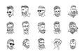 Vector hand drawn man hairstyle silhouettes illustration on white background