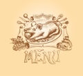 Vector hand drawn menu title design