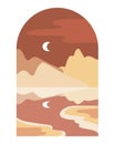 Vector hand drawn minimalistic illustration of landscape.