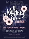 Vector hand drawn mothers day event poster with blooming anemone flowers hand lettering text - mother`s day and