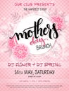 Vector hand drawn mothers day event poster with blooming chrysanthemum flowers hand lettering text - mothers day and