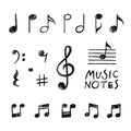 Vector Hand Drawn Music notes Royalty Free Stock Photo