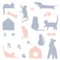 Vector hand drawn objects. Vector minimal illustrations for a pet related topic. Royalty Free Stock Photo