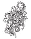 Vector hand drawn ornate flower pattern in zentangle style.