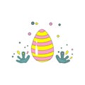 Vector hand drawn outline illustration of EASTER EGG. Icons in flat cartoon style. Coloring bright book design element. Greeting