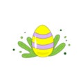 Vector hand drawn outline illustration of EASTER EGG. Icons in flat cartoon style. Coloring bright book design element. Greeting