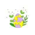 Vector hand drawn outline illustration of EASTER EGG. Icons in flat cartoon style. Coloring bright book design element. Greeting