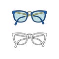 Vector hand-drawn outline isolated pair of glasses