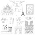 Vector hand-drawn Paris landmarks