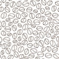 Vector hand drawn pattern of coffee seeds. Coffee beans seamless pattern on white background. Seamless coffe background Royalty Free Stock Photo