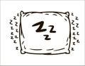 Vector hand drawn Pillow simple sketch illustration on white background.